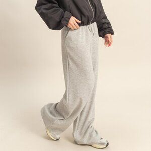 Flowy Knit Drawstring Pants | GREY